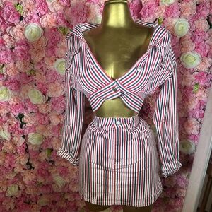 Striped Red and Blue Two-Piece Set